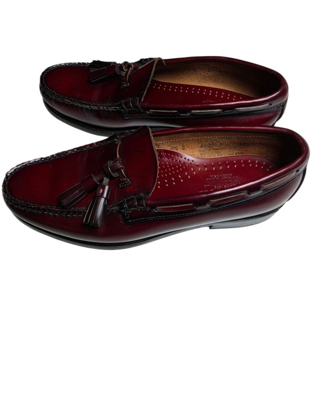 Vtg GH Bass & Co Weejuns Tassel Burgundy Leather Men's Preppy Loafers Sz 8.5
